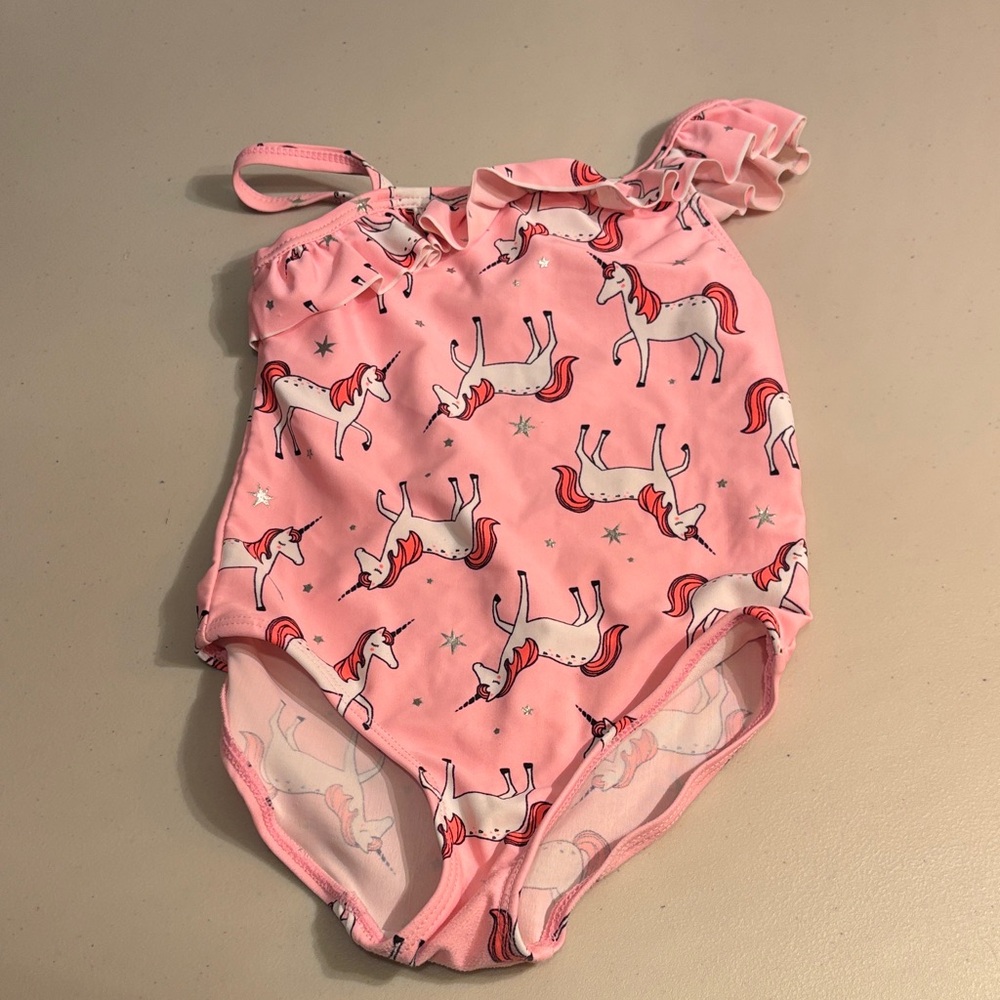 Pink Unicorn Kids Swim One Piece